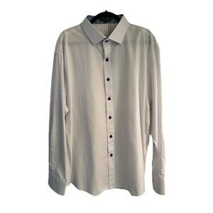 Men’s Designer Valiant Paris White Long Sleeve Button Down Shirt Sz 4XL